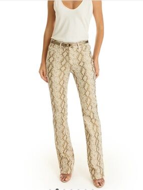 Noli Beige and Taupe Snake-Print Straight Pants
